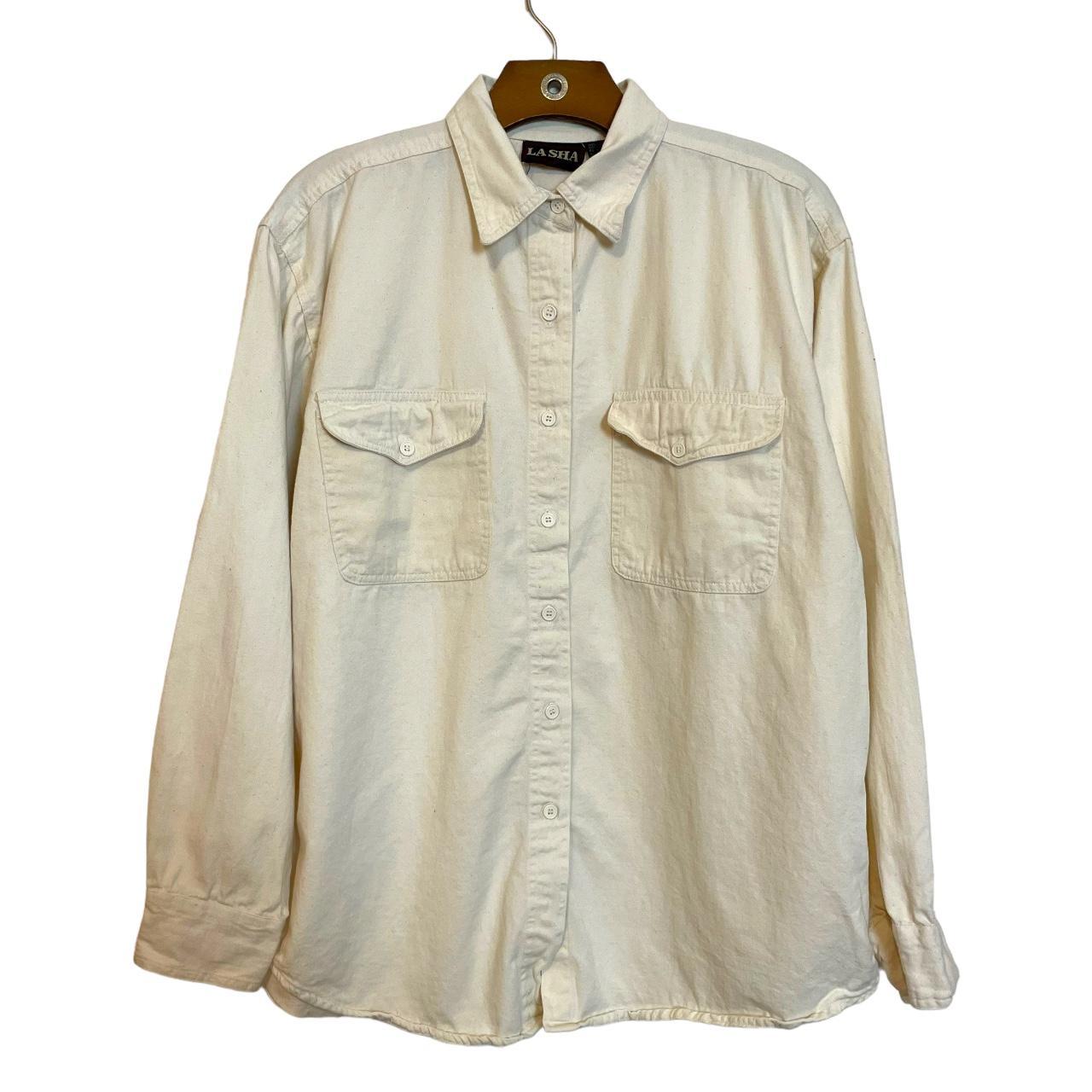 Reclaimed Vintage Men's Cream and White Shirt | Depop