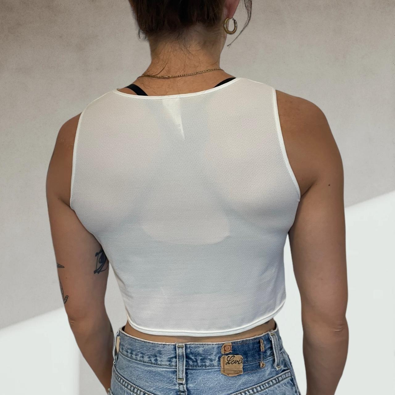 White Mesh Tank Top Vasarette brand 90s tank - see... - Depop