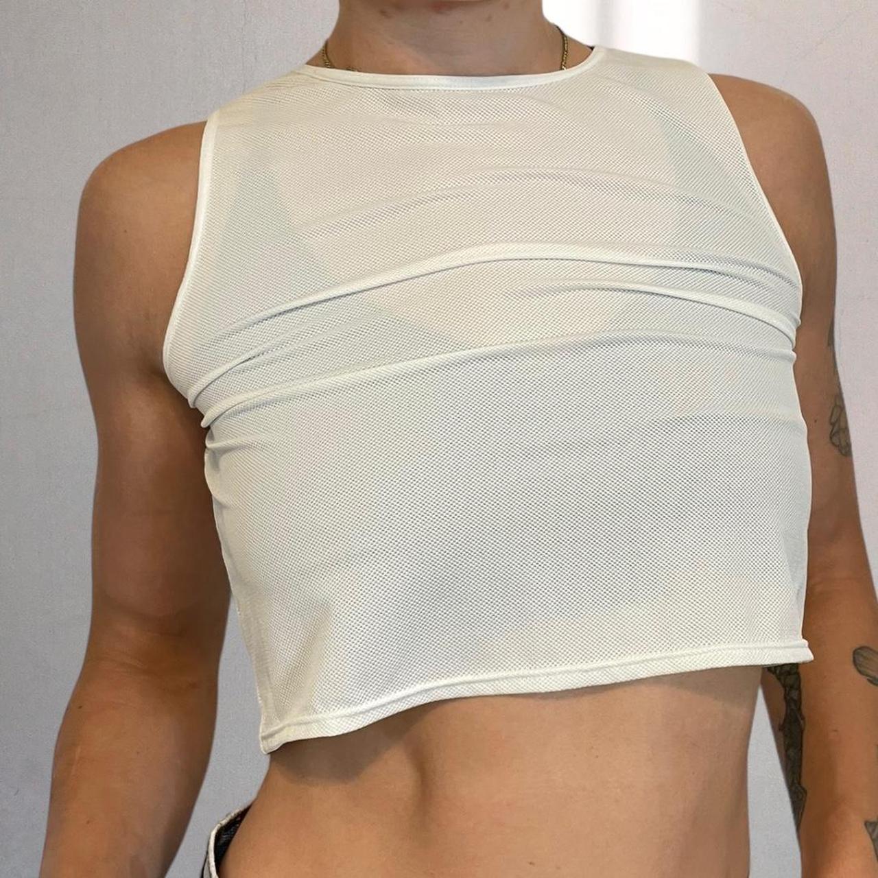 White Mesh Tank Top Vasarette brand 90s tank - see... - Depop