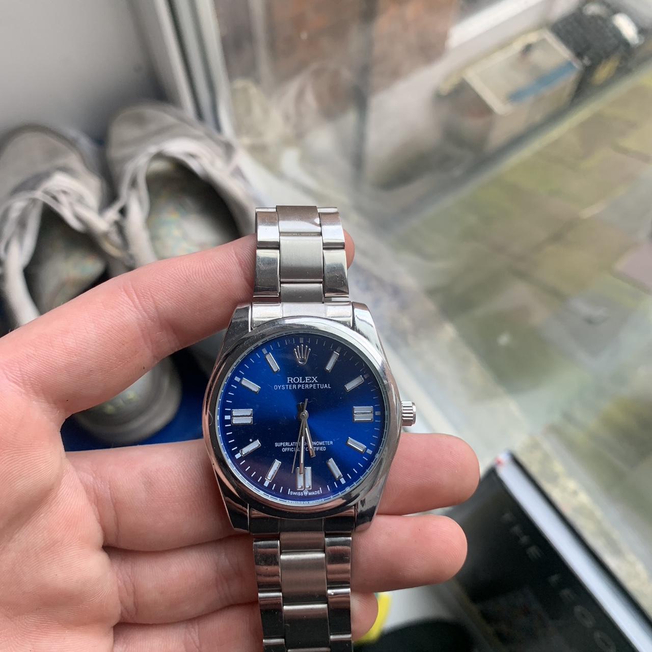 Blue and silver men’s luxury watch Depop