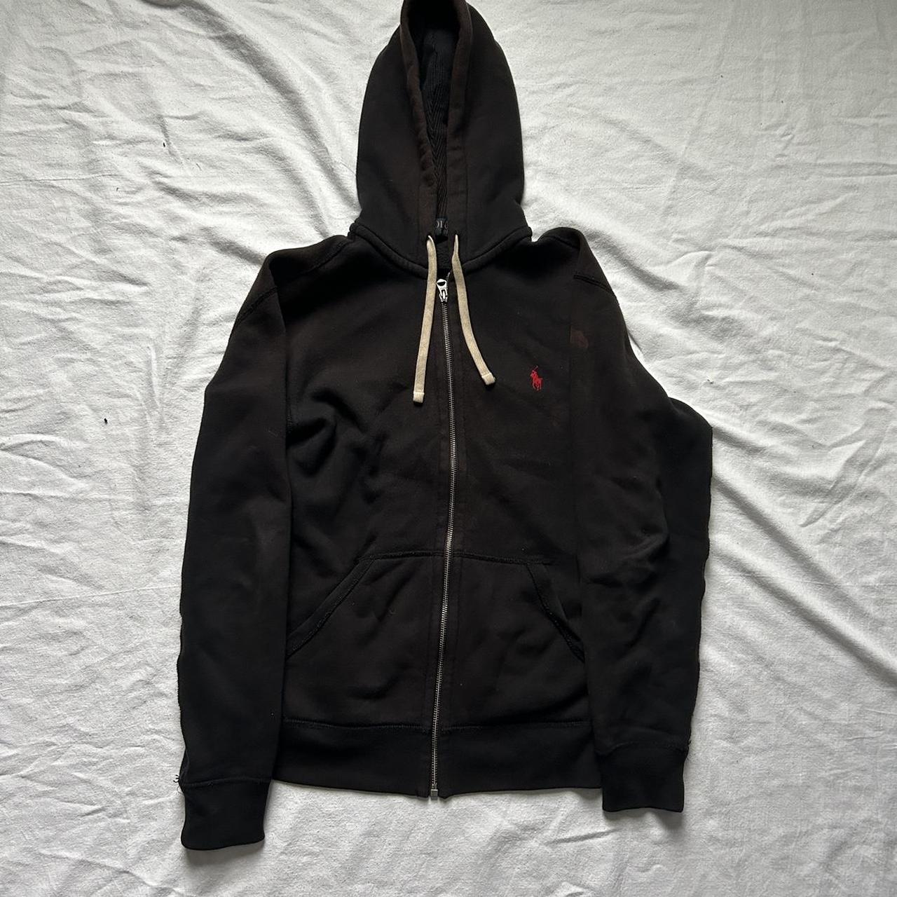 Black Polo Hoodie Bleach Stains All Over The Hoodie - Depop