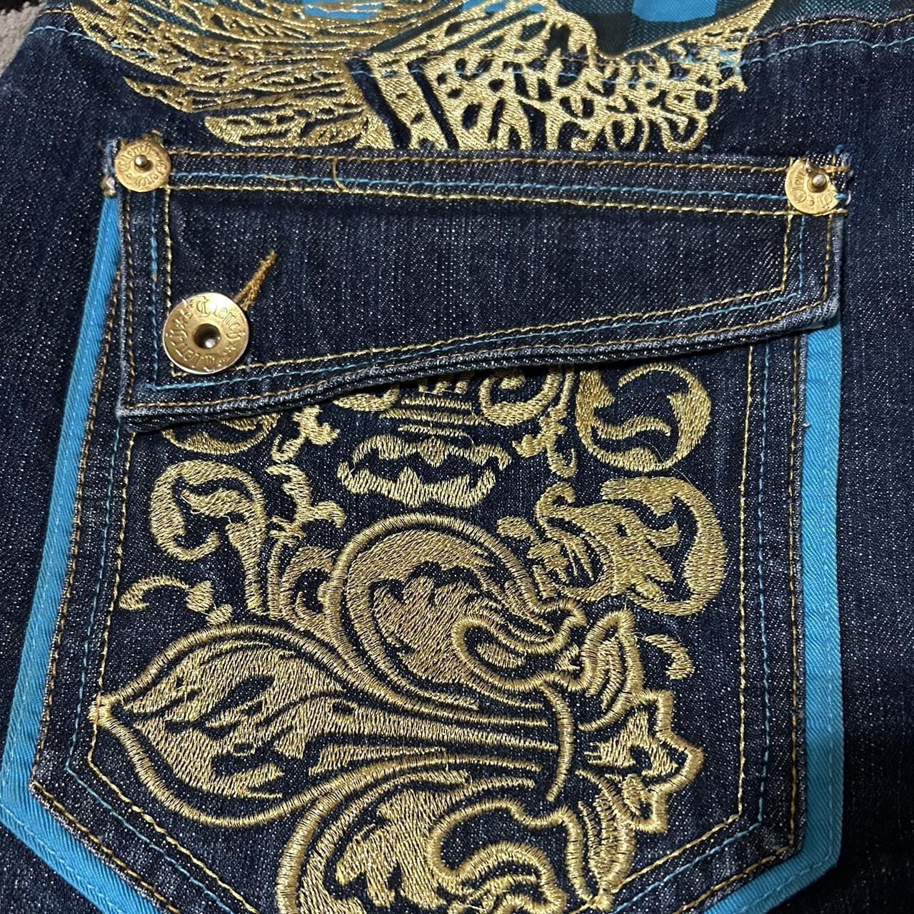 CRAZY AFFLICTION Y2K embroidered jorts that have... - Depop