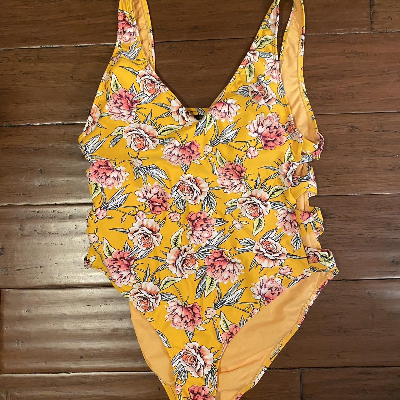 Xhilaration Women's Yellow Swimsuit-one-piece | Depop