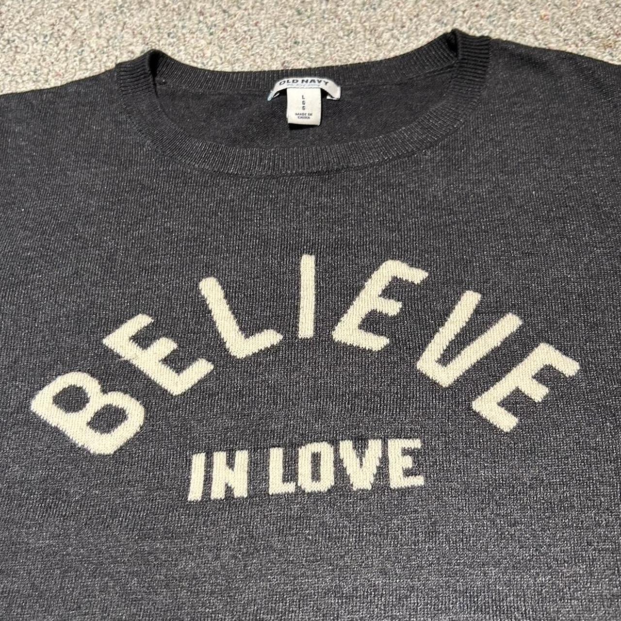 Charcoal gray believe in love oversized sweater