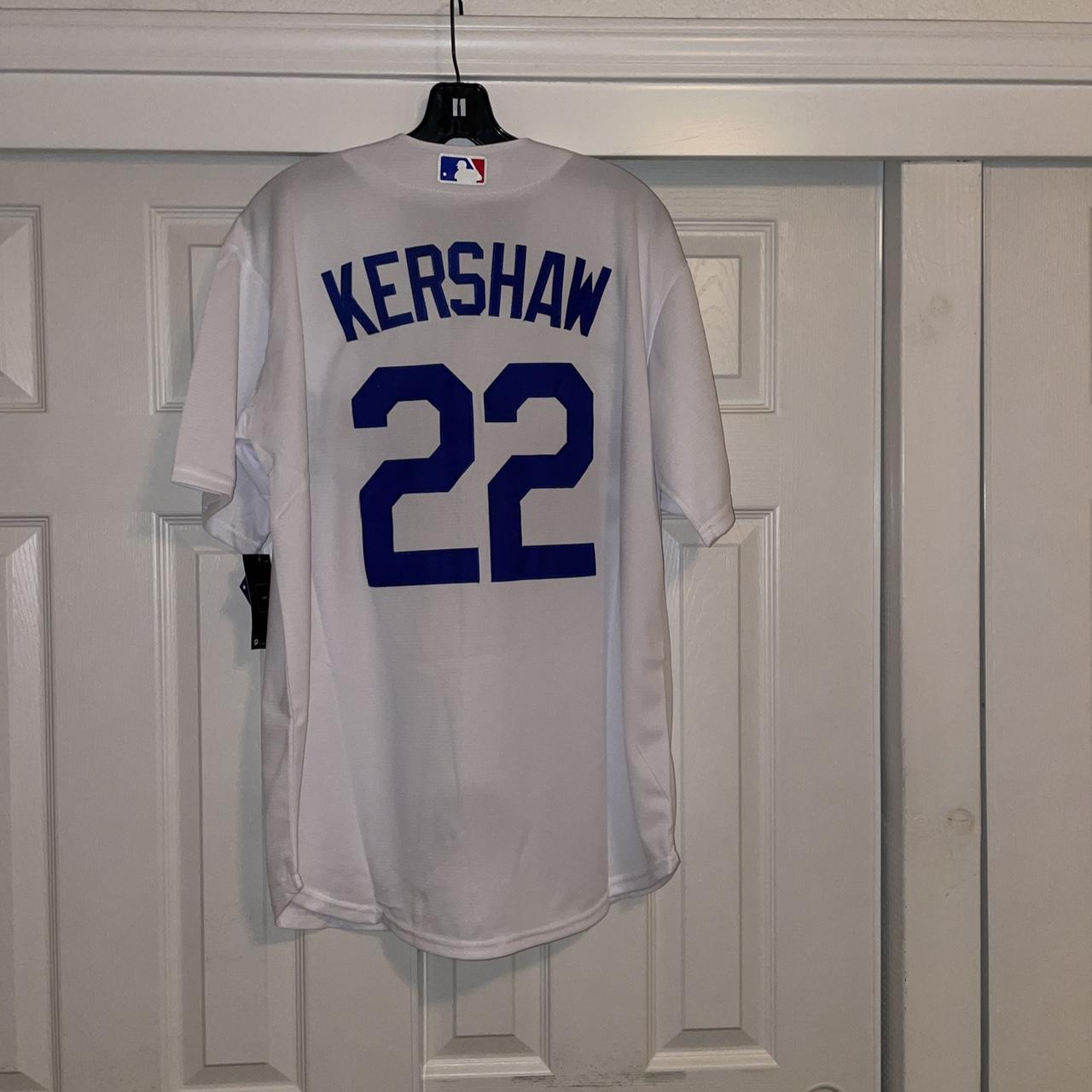 Blue LA Dodgers Button Up Jersey Kershaw-22 Size- - Depop