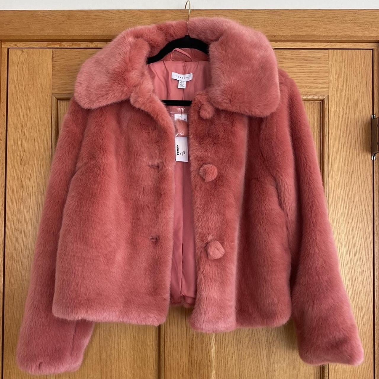 Topshop pink hot sale fur coat