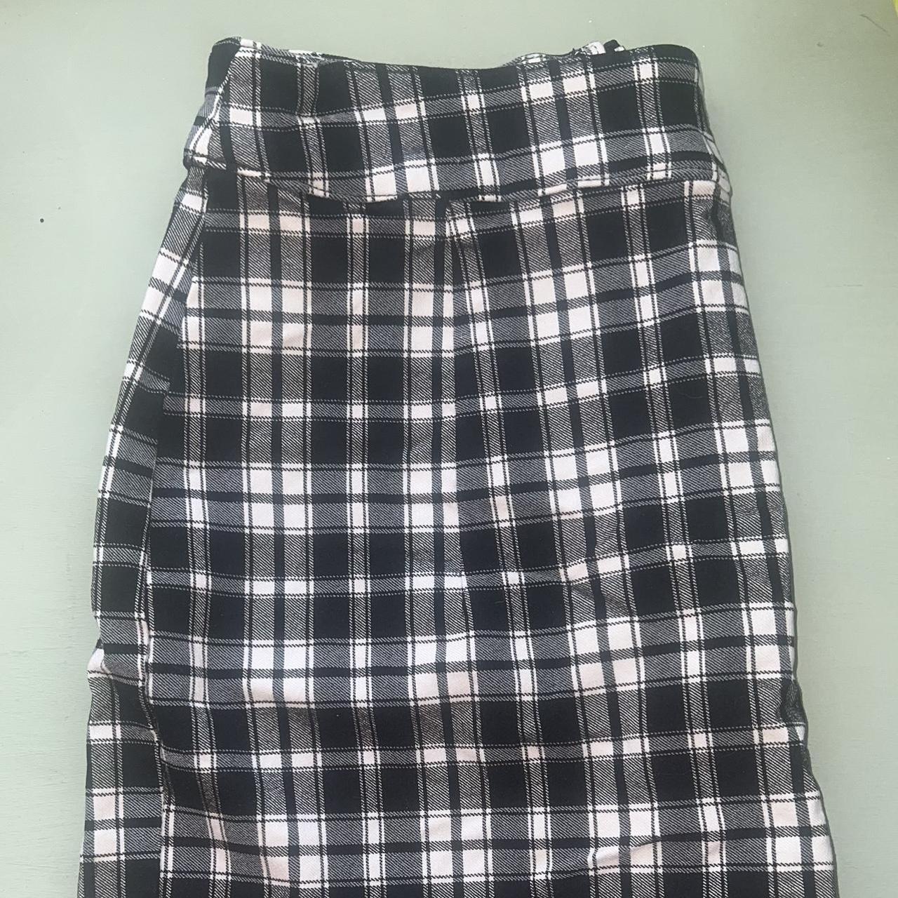 Garage Plaid Skirt W/ Small Slit Color: Black and White - Depop