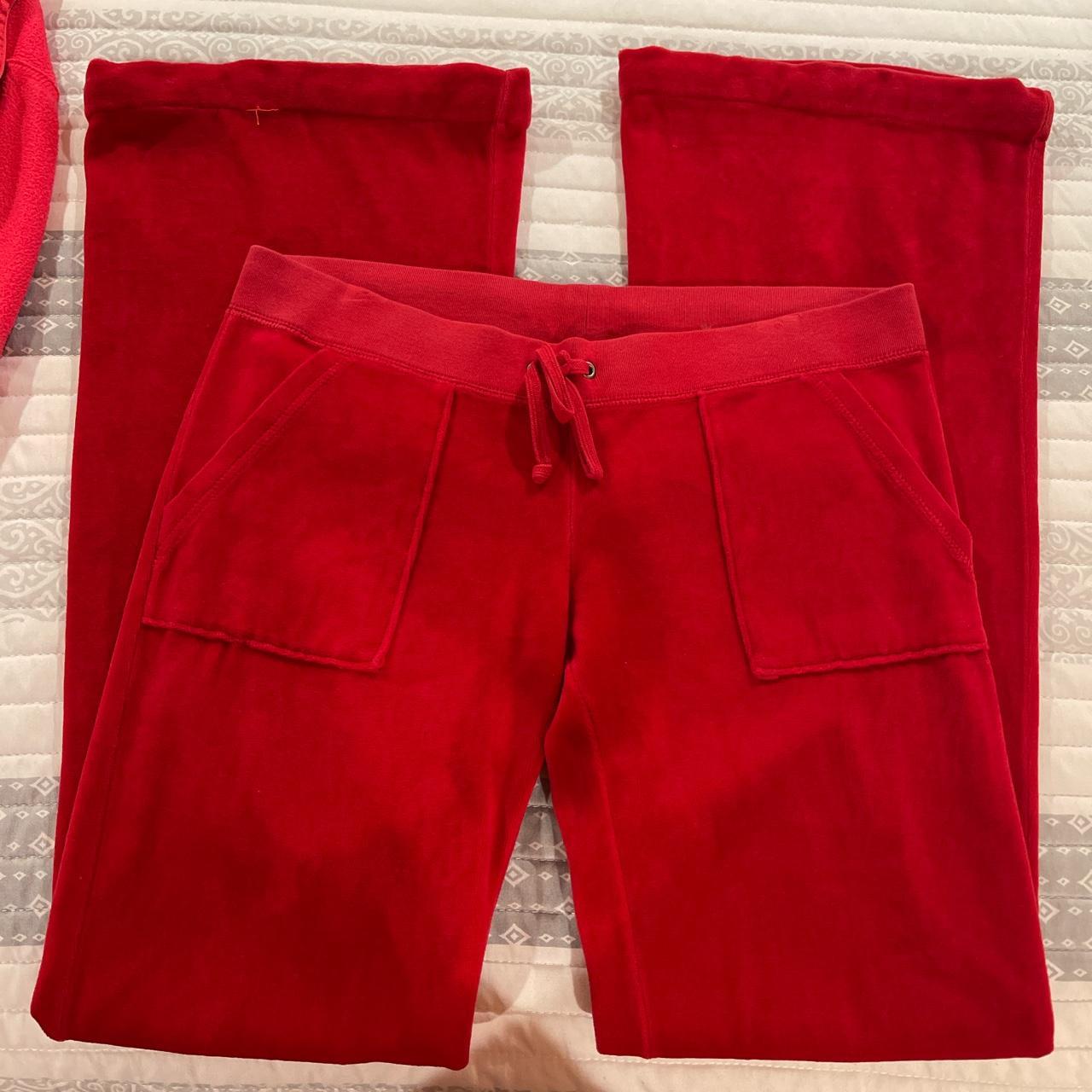 Juicy Couture vintage red flare low rise tracksuit... - Depop