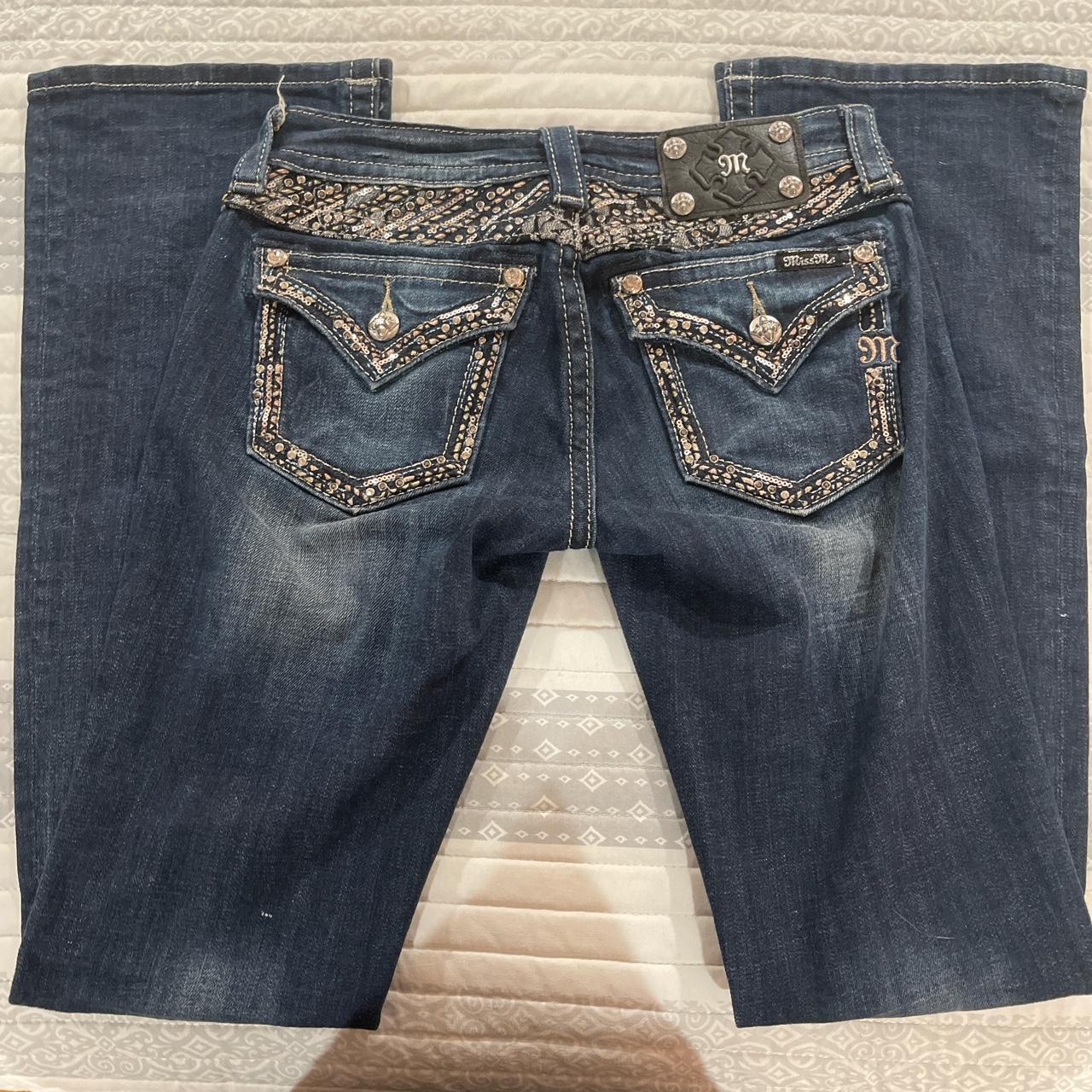 Miss Me vintage boot cut jeans with gems (Price is... - Depop