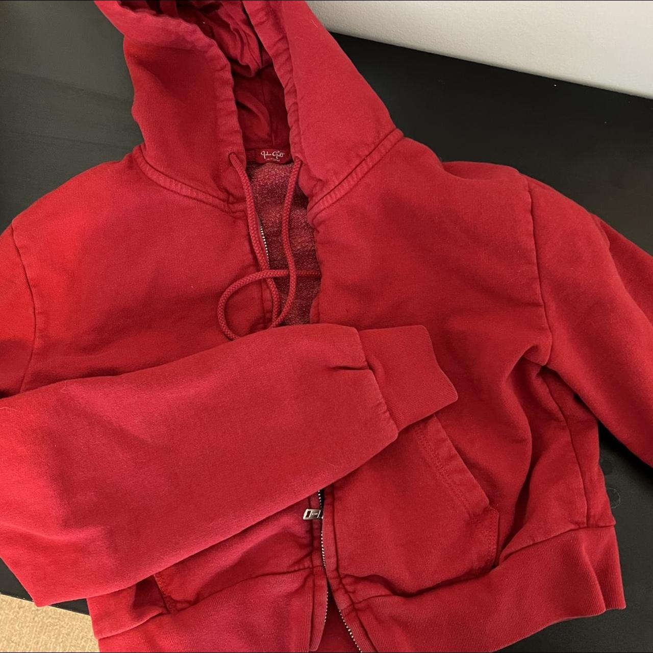 BRANDY RED CROPPED FULL ZIP HOODIE Depop