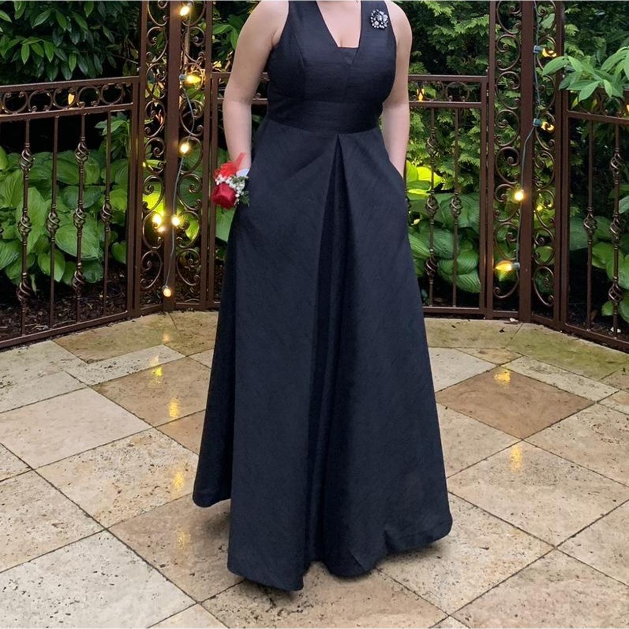 Alfred Sung V neck Duponi Gown, A line, From