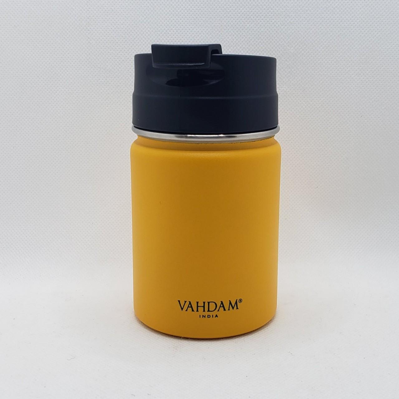 Vahdam, Stainless Steel Tumbler (8.8oz/260ml) Yellow | Leak-Proof, Vacuum Insulated, Double Wall | Sweat-proof Sipper Tumbler