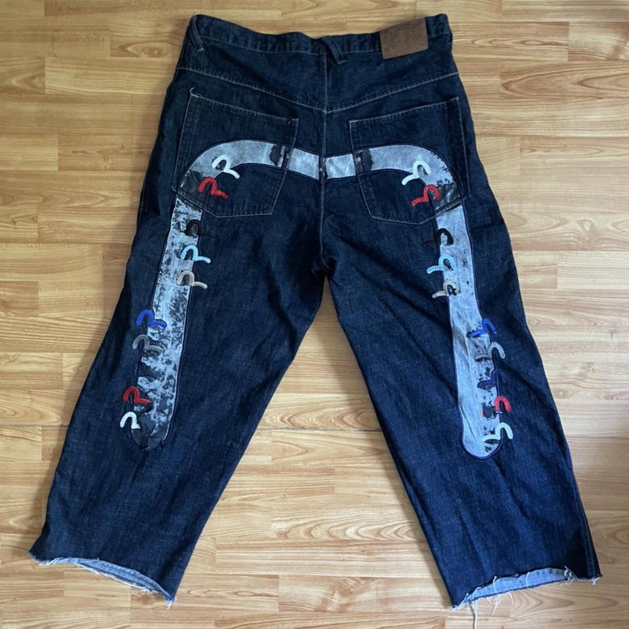 INSANE ULTRA RARE BAGGY EVISU JEANS Nice distressed... - Depop