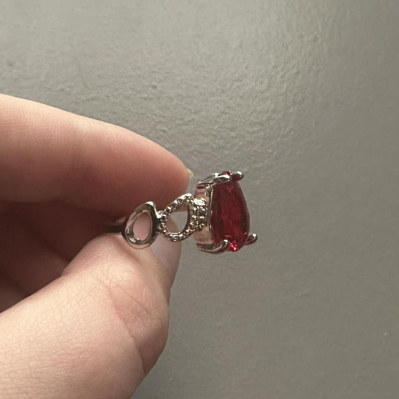 Women's Ring - Silver/Red – Silver Red ruby ring … - image 3