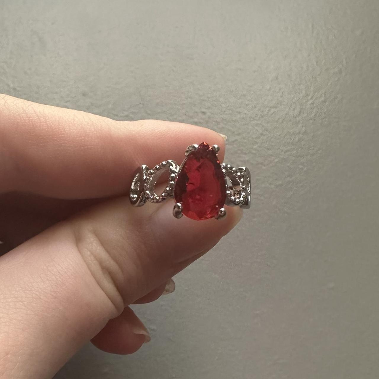 Women's Ring - Silver/Red – Silver Red ruby ring … - image 2