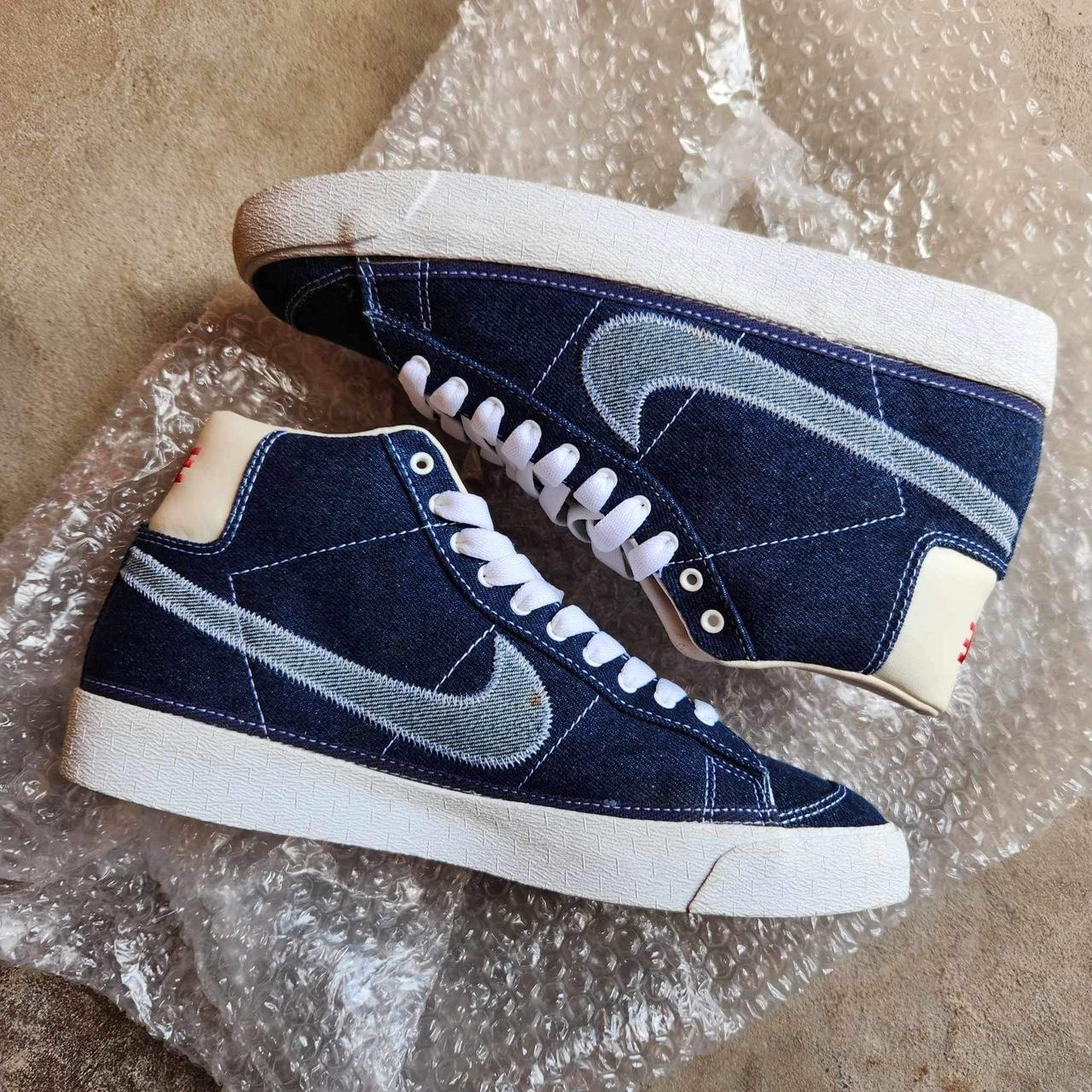 Nike Blazer Mid Canvas Mens 9.5 US Denim Jean Y2k | Depop