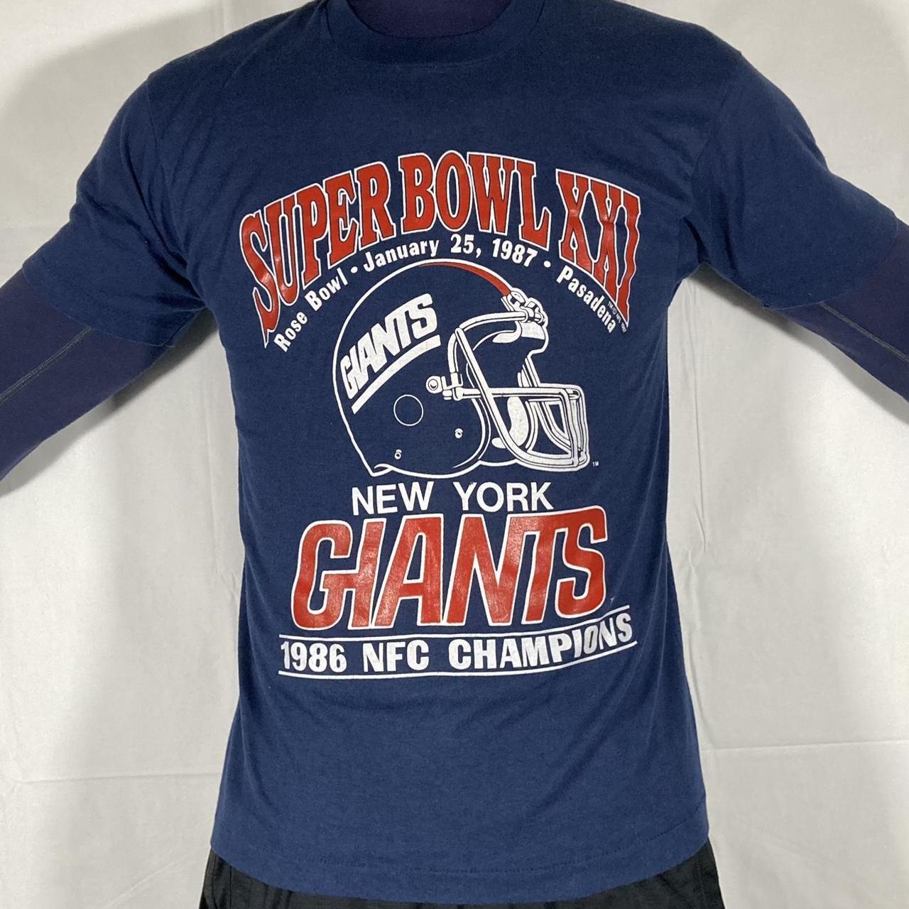 Blue NFL NY Giants Long Sleeve Shirt Size: Large - Depop