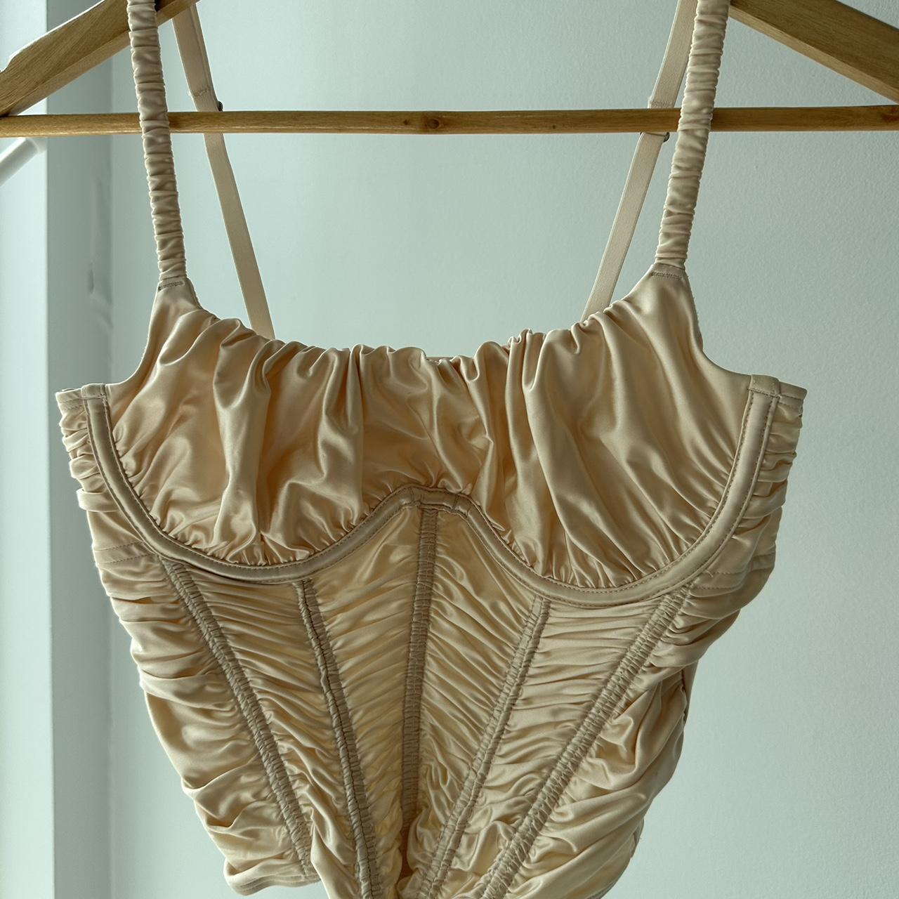 Hollister apricot/ beige satin corset Satin corset... Depop