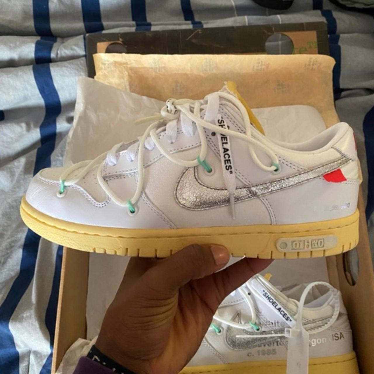 Nike off white x dunk low Lot 1 of 50 Size... - Depop