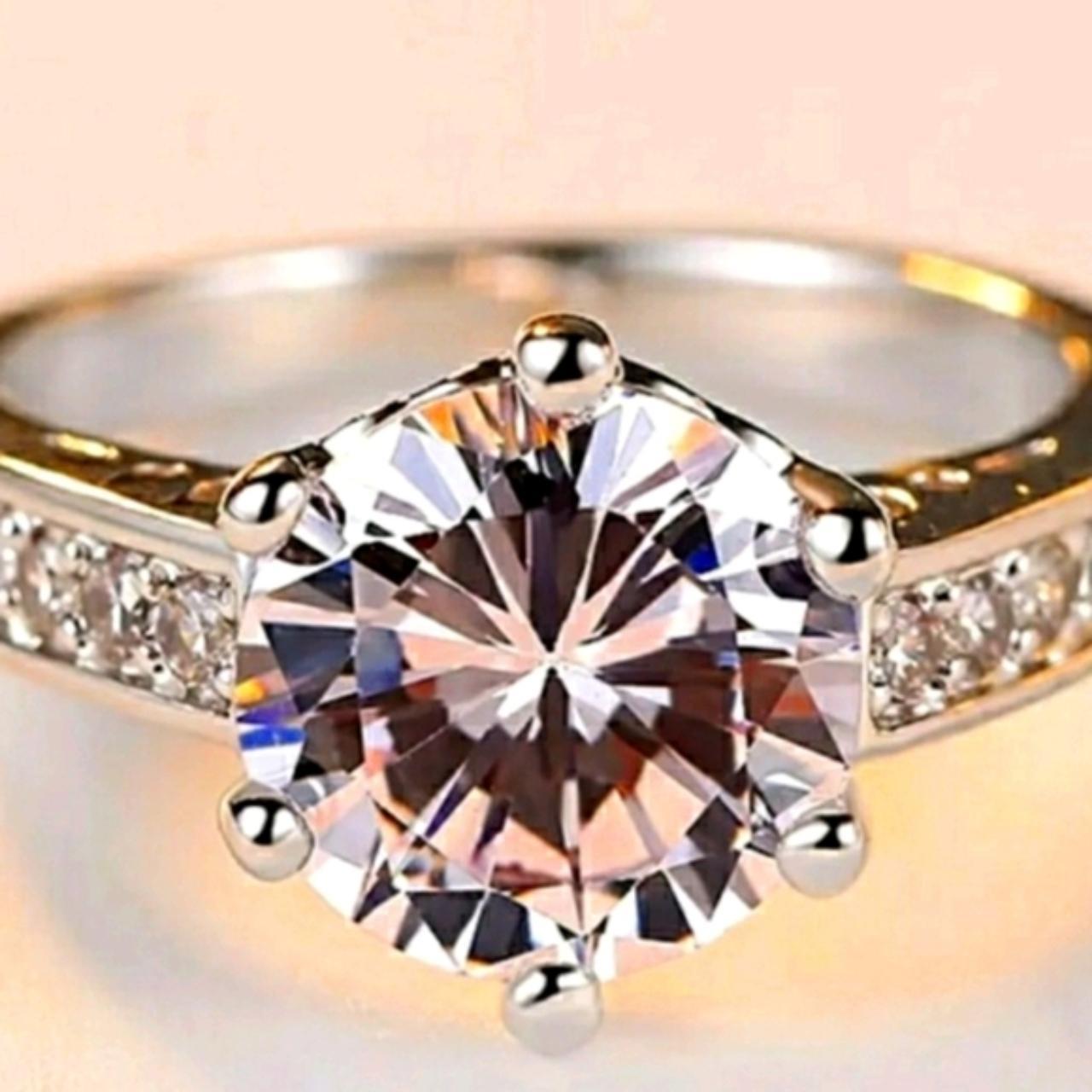 Ring Mosaic Zircon And Rhodium Plated Wedding Rings... Depop