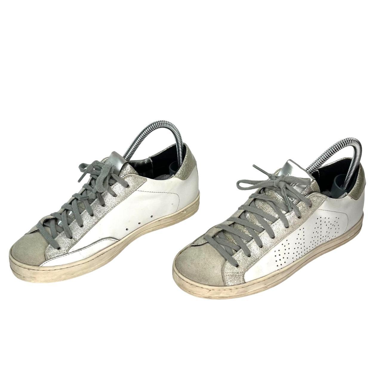 P448 John White Silver Sneakers with Suede EU37 US Depop