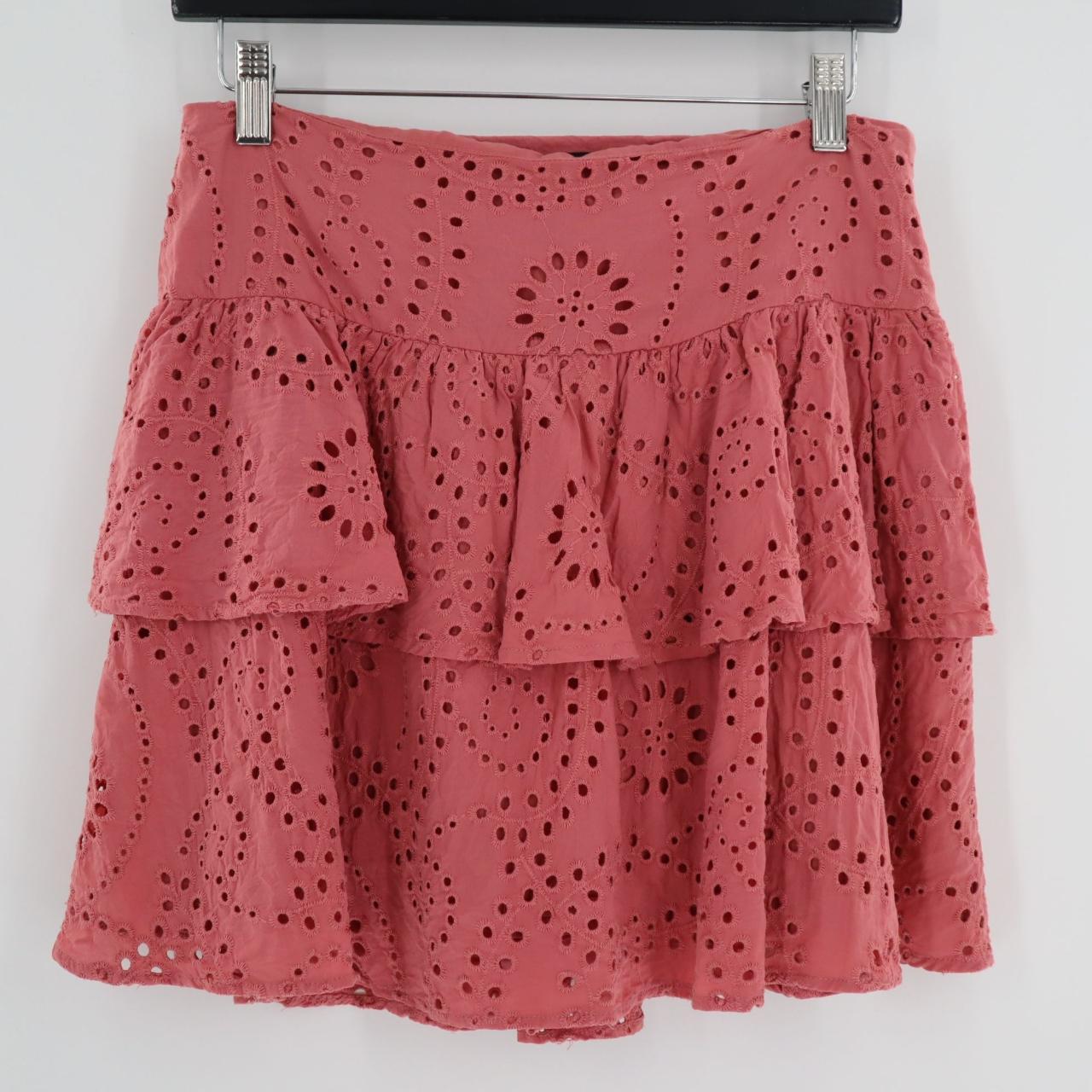 Express Eyelet Ruffle Mini Skirt Womens Size 4 Pink. Depop