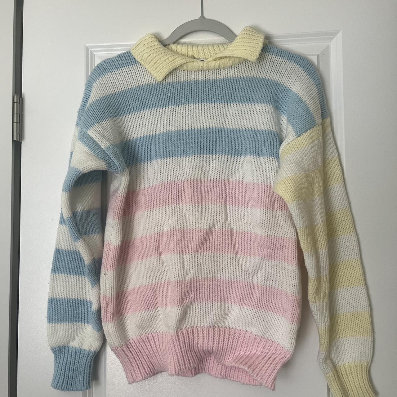 Vintage pastel stripped sweater Size M but fits. Depop