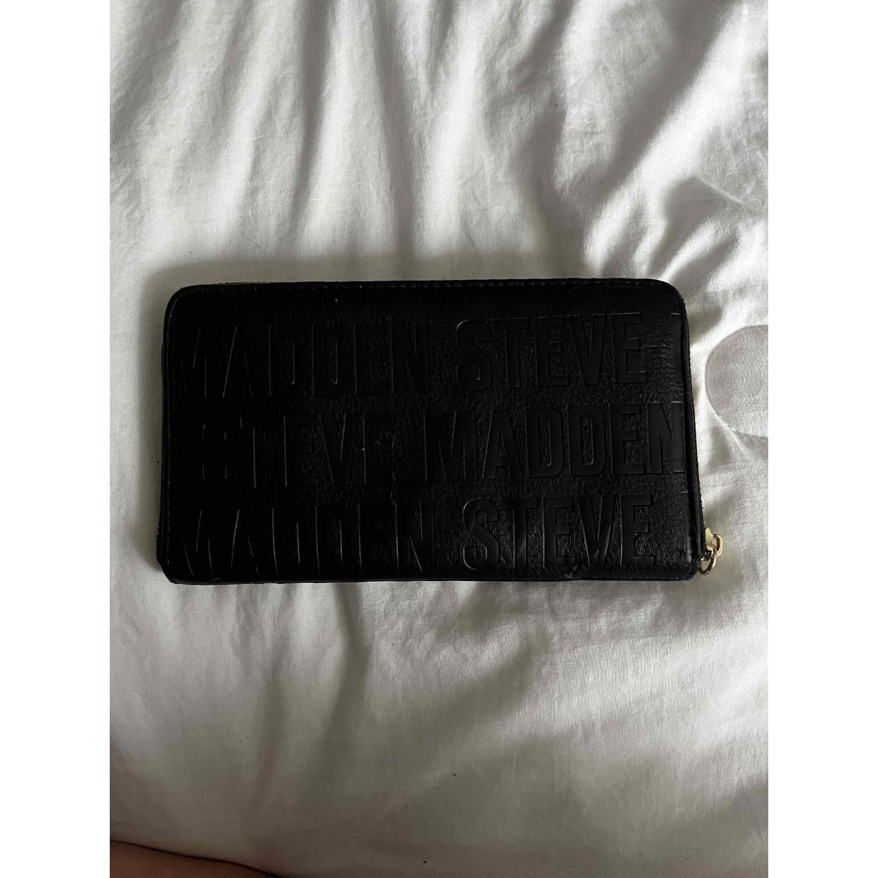 Steve Madden Black Wallet Zip Around Logo Patterned | Depop