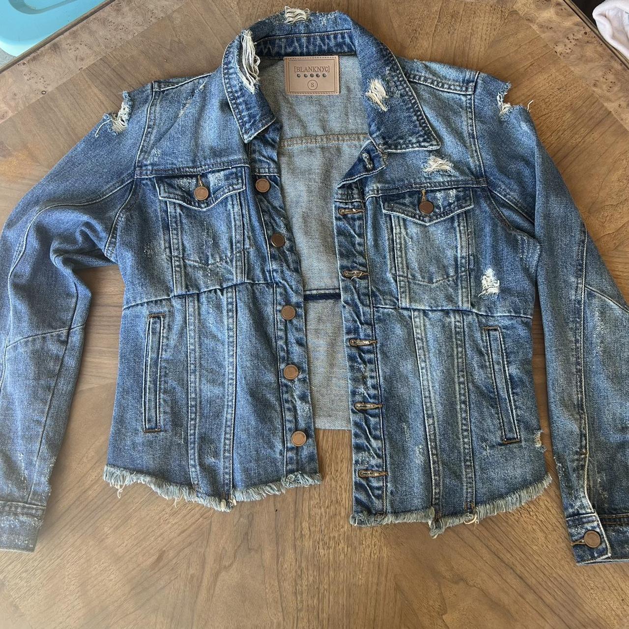 BLANK NYC Denim Jacket Distressed Style... - Depop