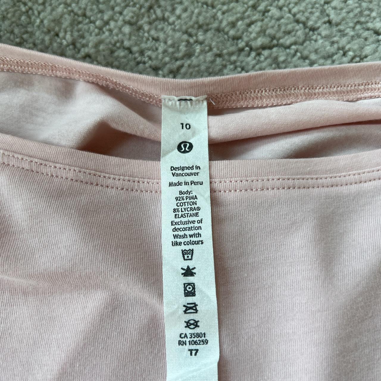 -light pink lululemon long sleeve shirt -size 10 but... - Depop