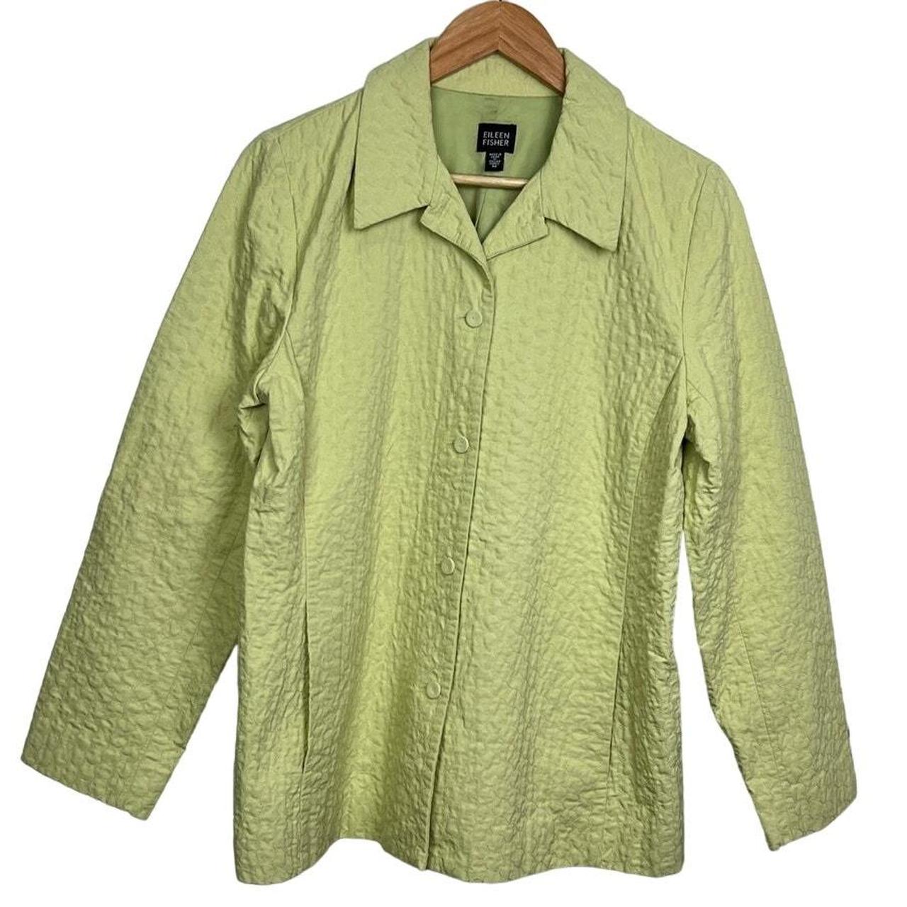 Eileen Fisher Light Green Button Up Exposed Stitch. Depop