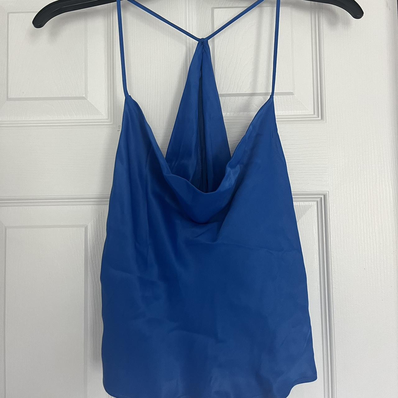 vest top royal blue satin top