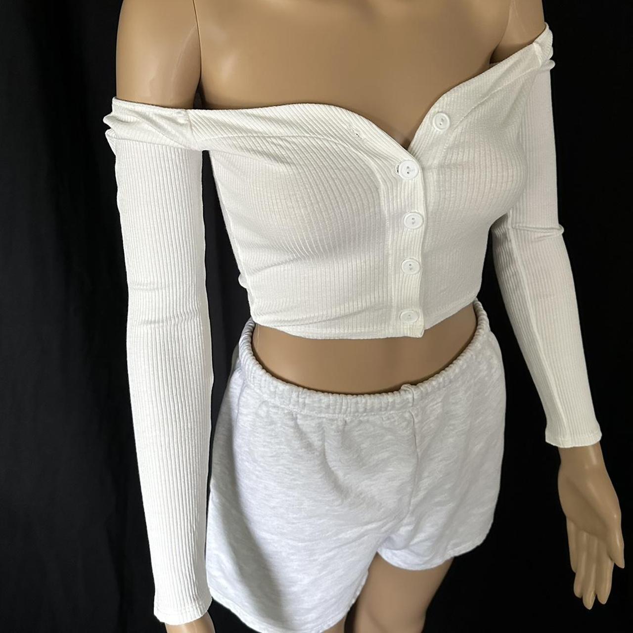 Fashion Nova Long Sleeve Offtheshoulder White Top... Depop