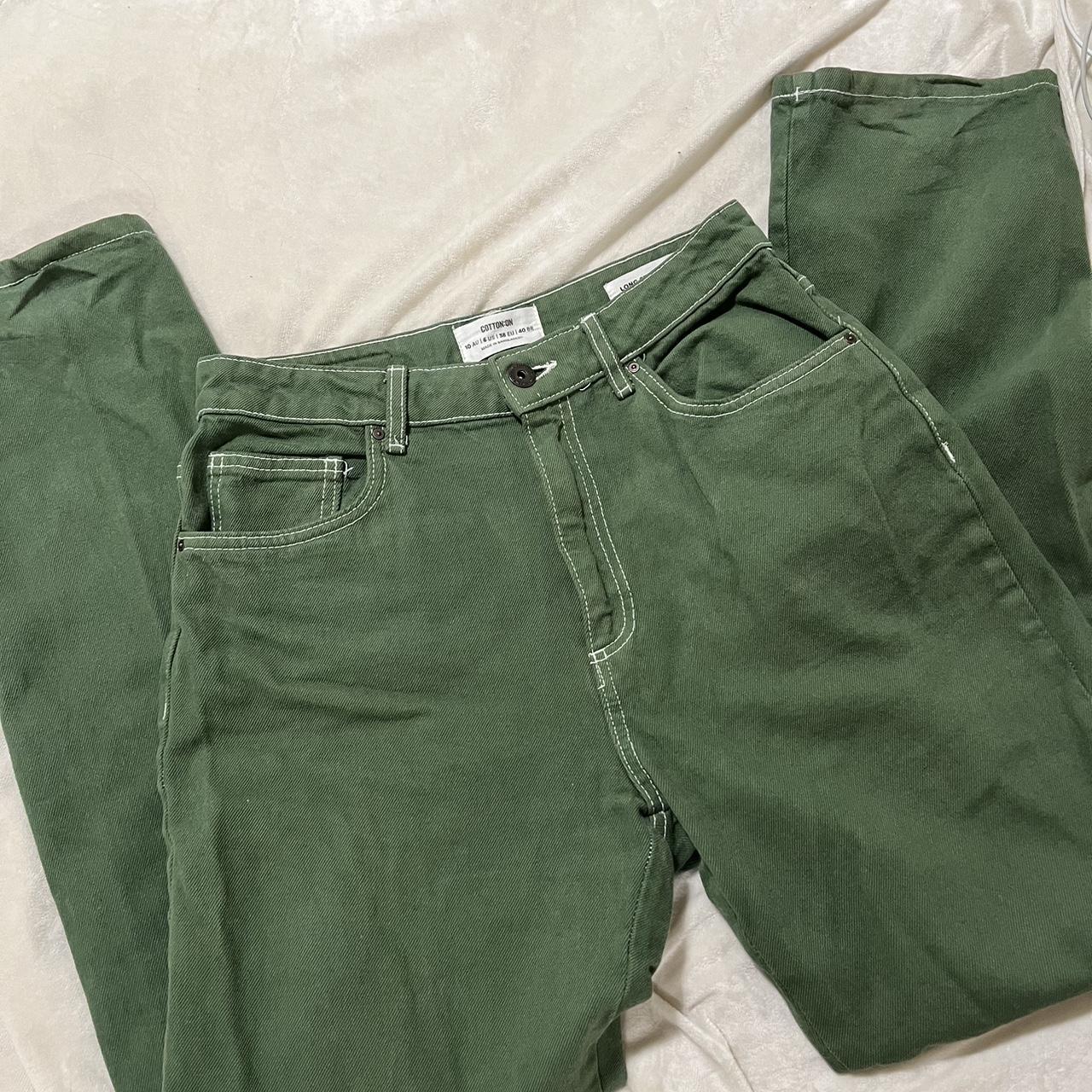 cotton on green jeans | size 6 tall features... - Depop