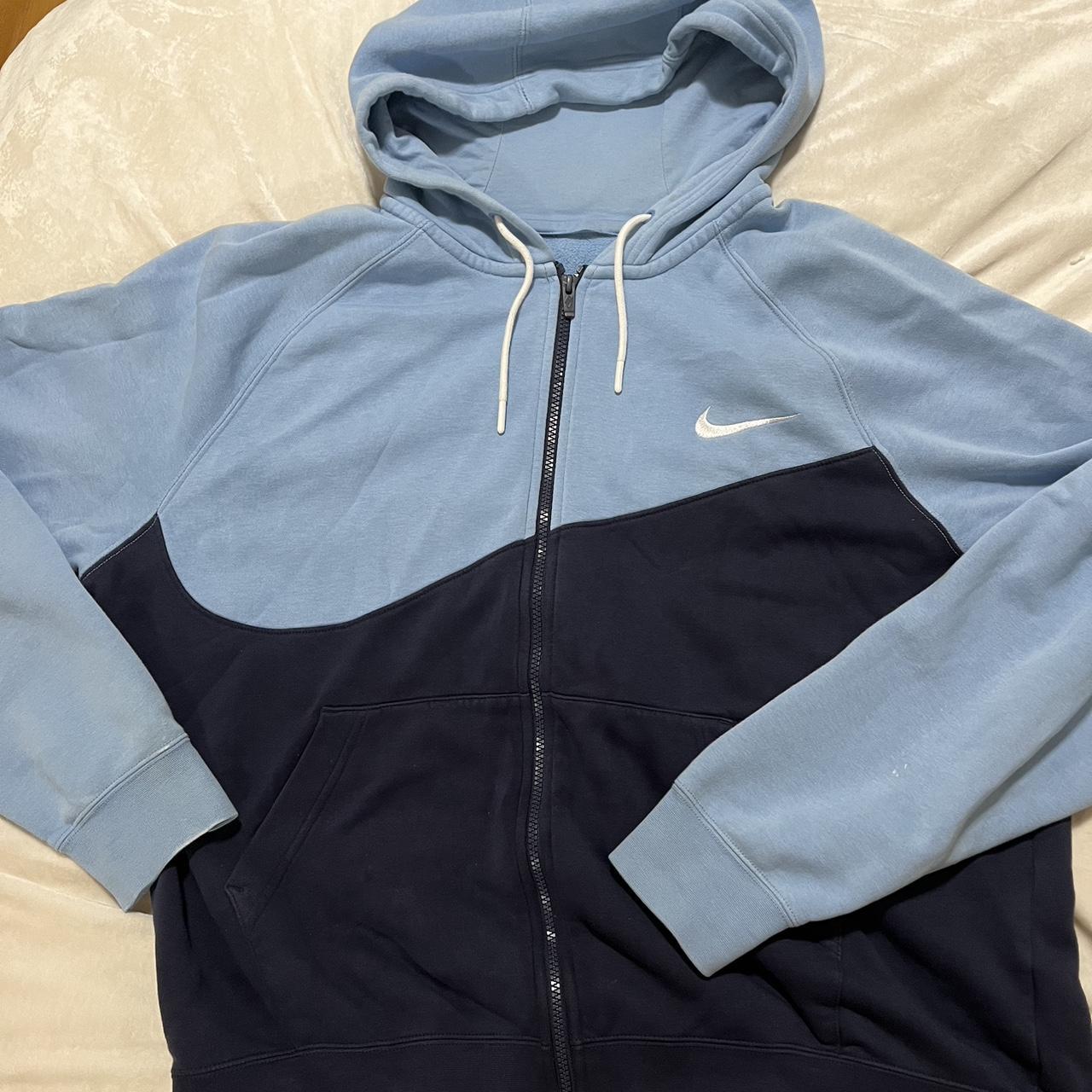 vintage navy and blue colorblock nike zip up hoodie Depop