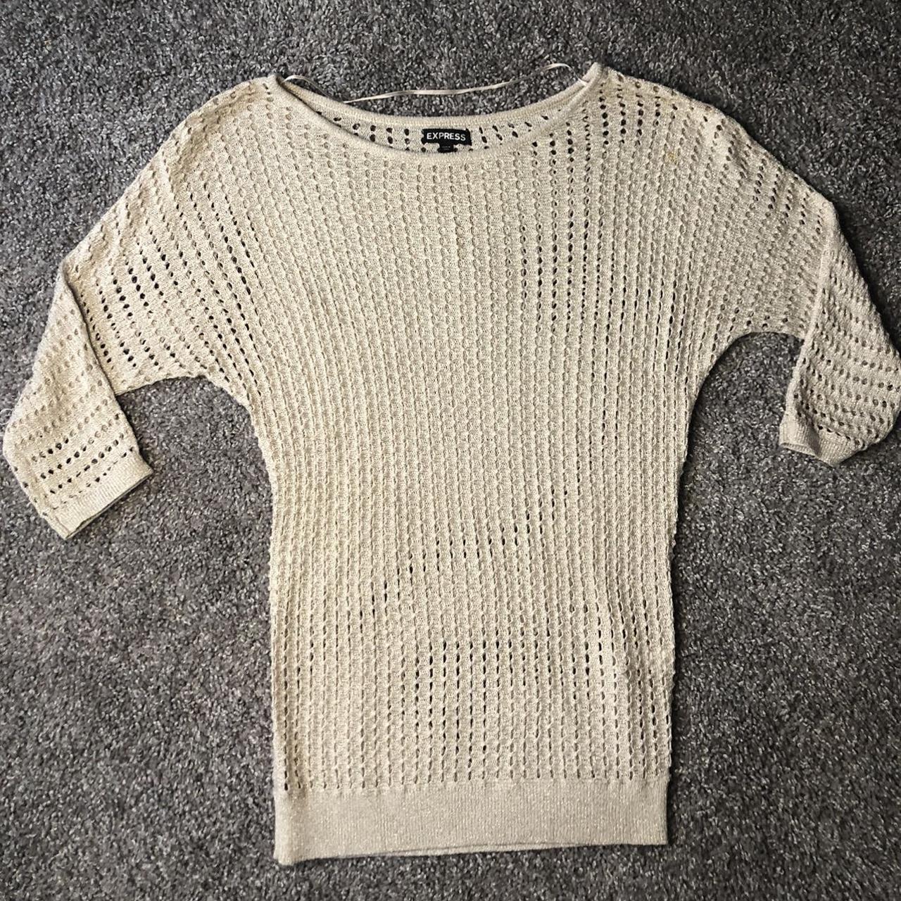 Glittery Cream Pullover Sweater It’s hard to see on... - Depop