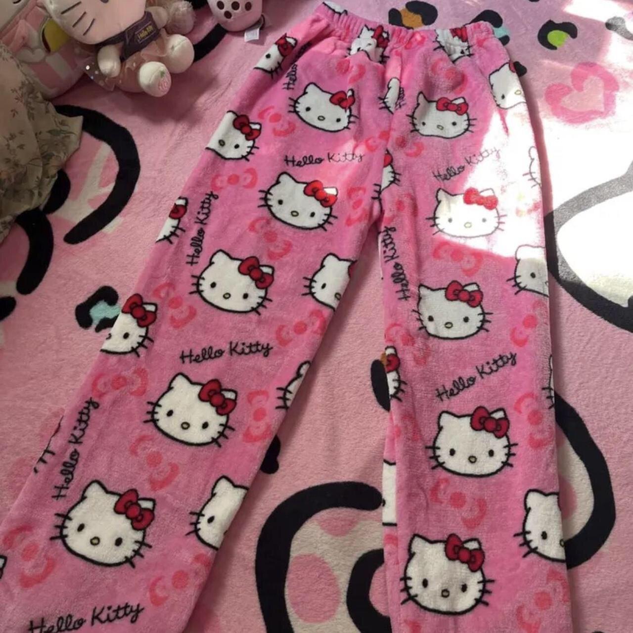 🎀Pink Hello Kitty Plush Pajama Pants🎀 ⭐️Size fits... - Depop