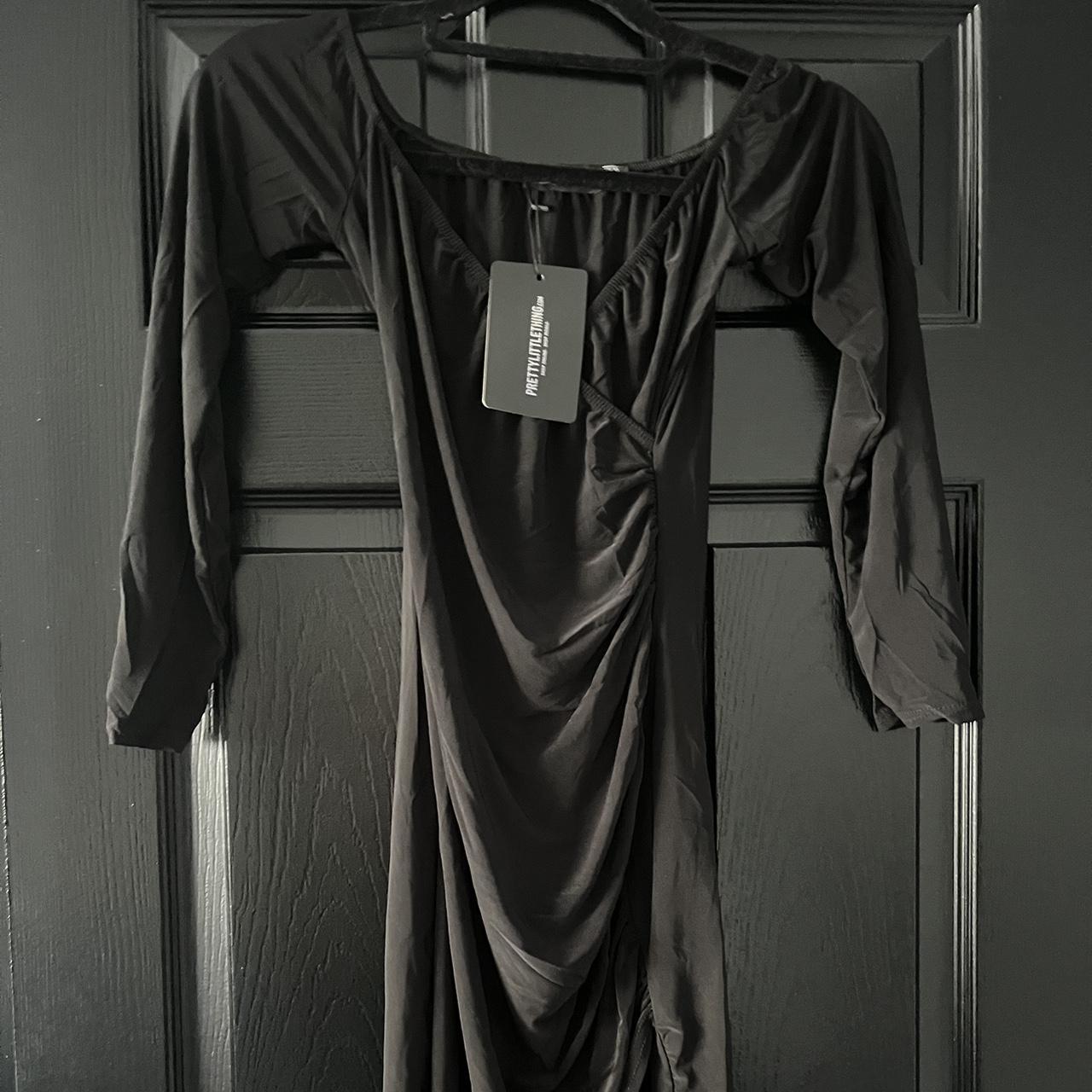 Black plunge ruched tortoise belted bodycon shirt dress hotsell