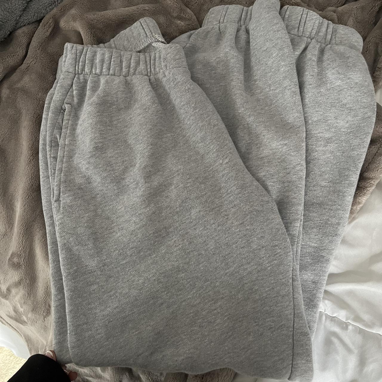 grey brandy melville sweatpants small hole but it... - Depop