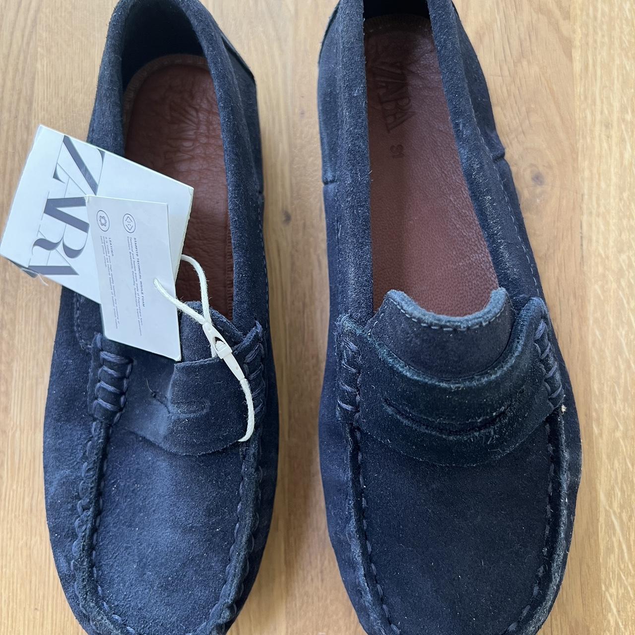 Zara Boys - Brand new suede navy blue loafers size 30 - Depop