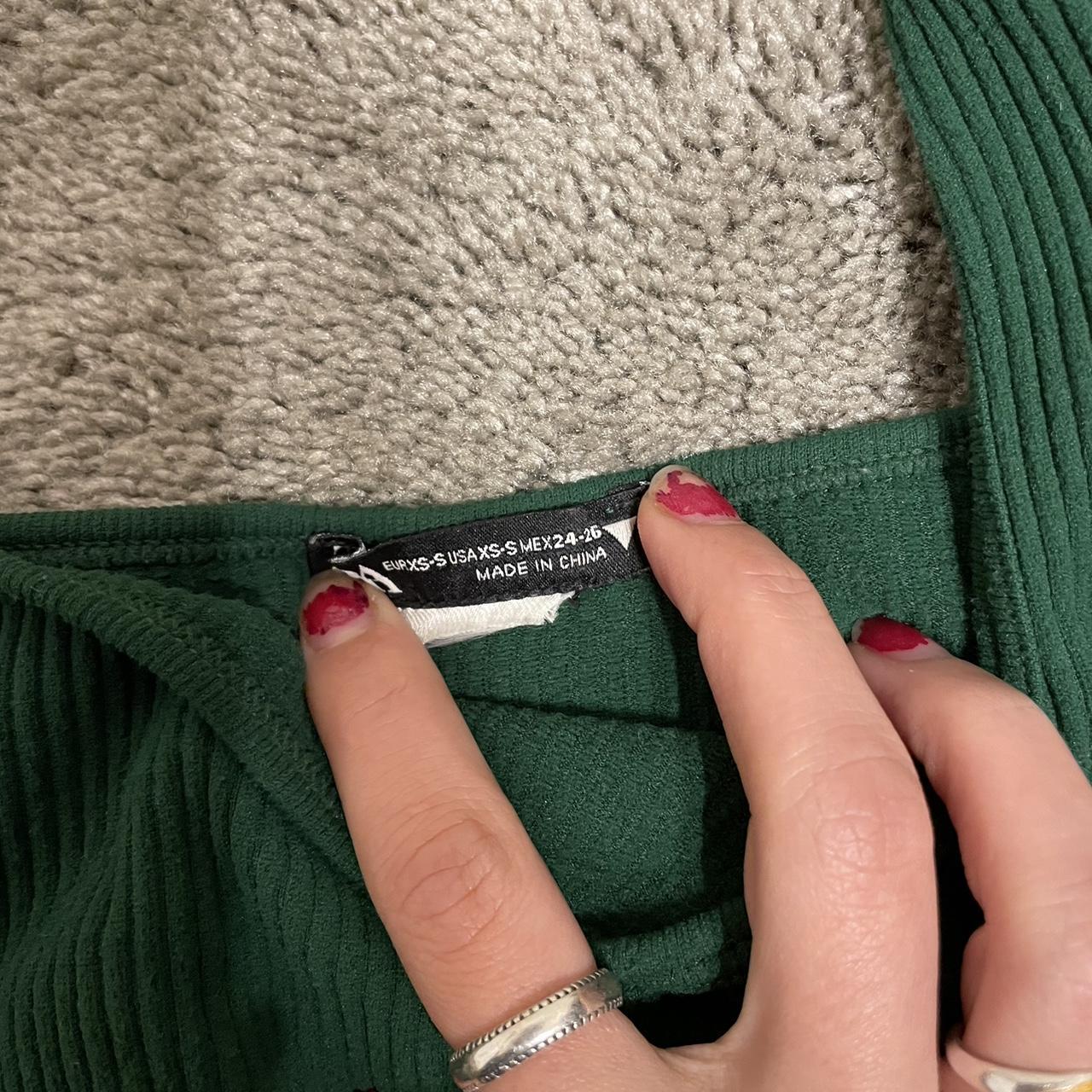 Zara green ribbed crop top Size XSS Depop