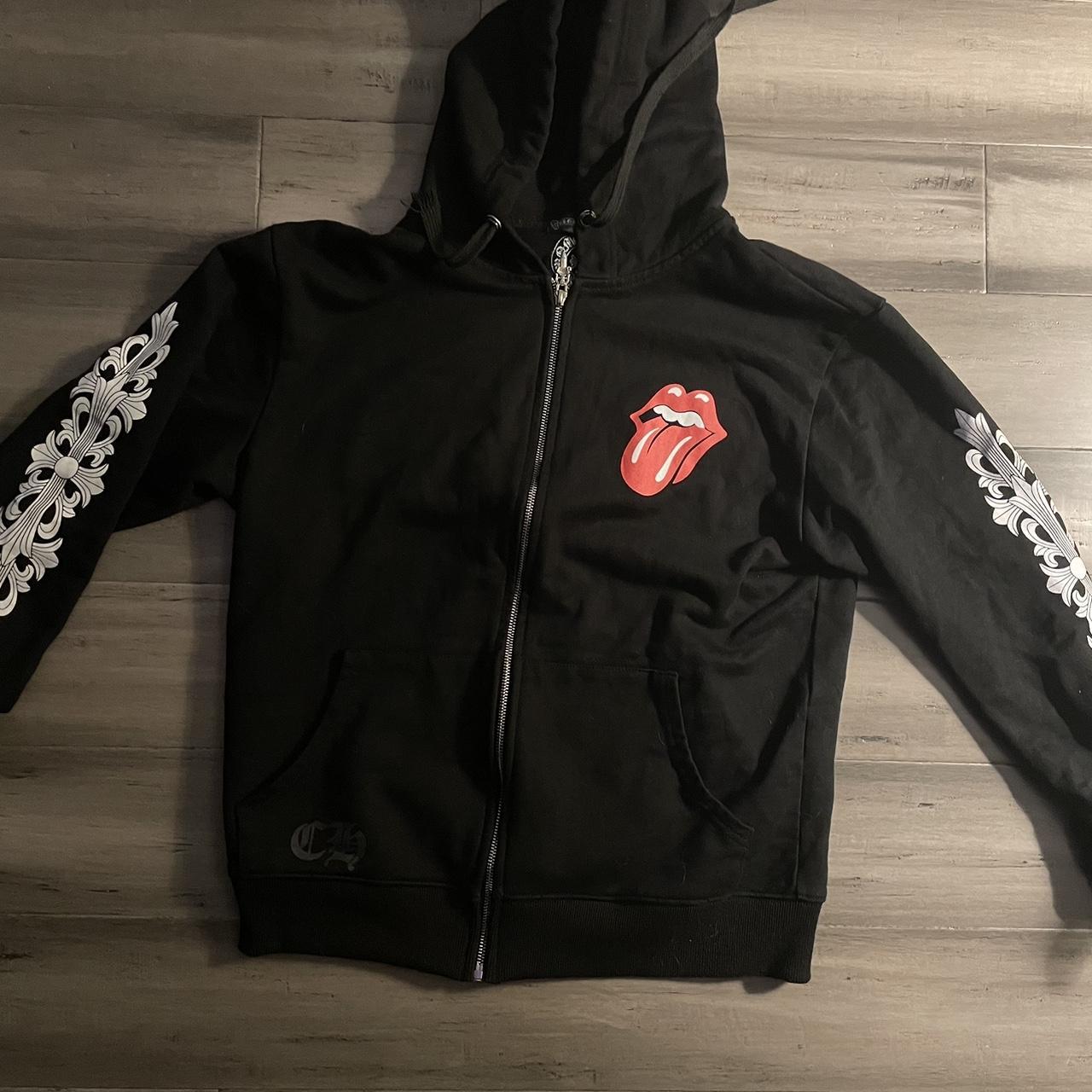 Chrome Hearts rolling stones zip hoodie yk why it... - Depop