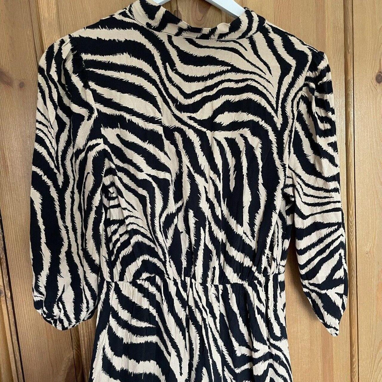 F&F Black Cream Animal Print Midi Dress Size 8 Great... - Depop