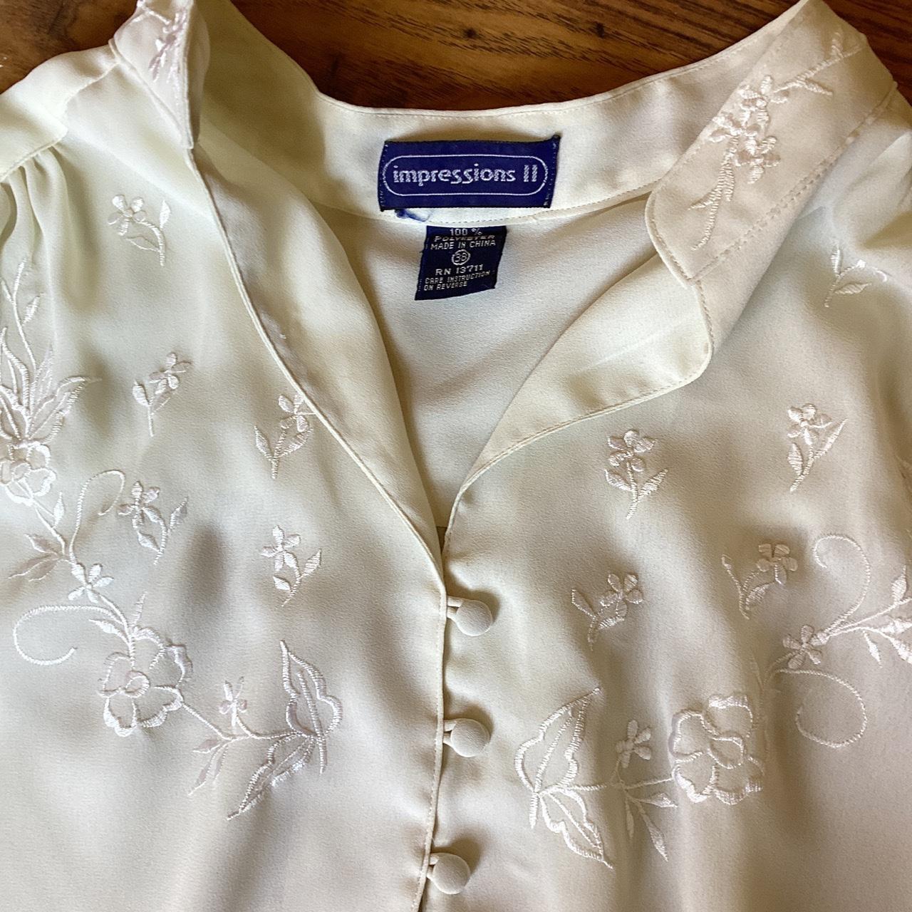 Impressions Women's Cream and White Blouse