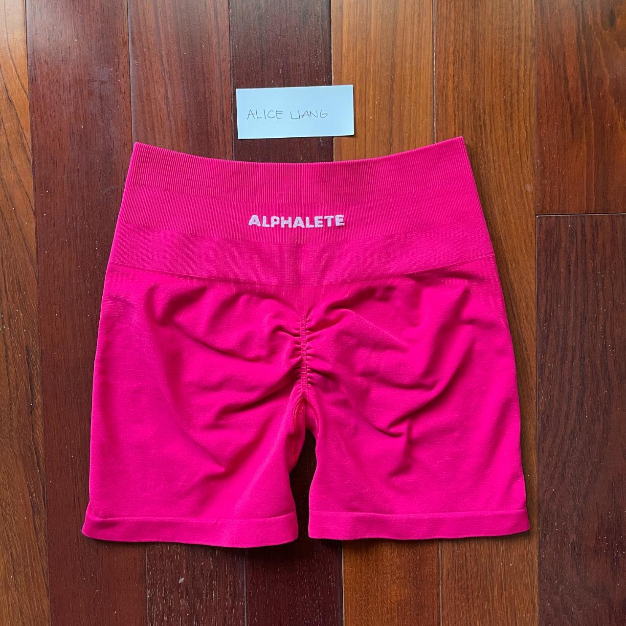 alphalete og pink 3.5 amplify shorts size s og - Depop