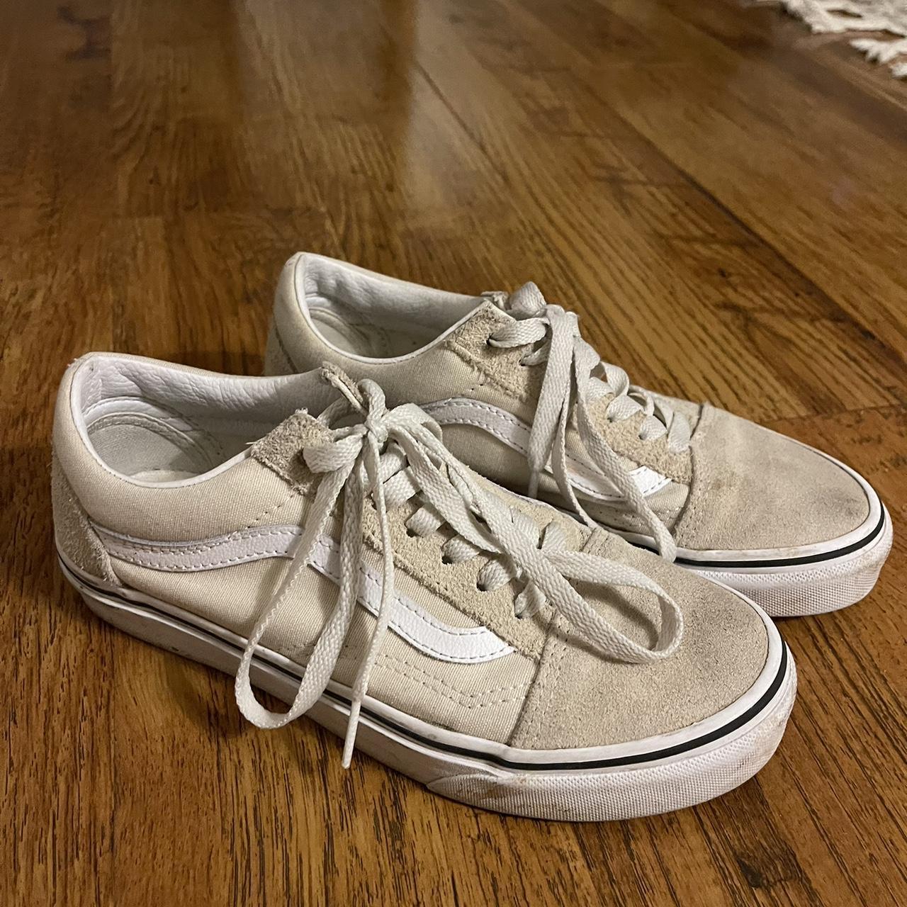 Neutral beige vans old skool - Depop