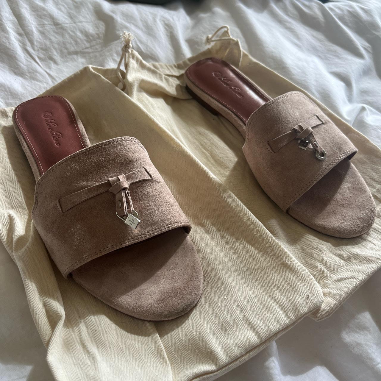 Loro Piana pink suede slipper, EU 41 Depop