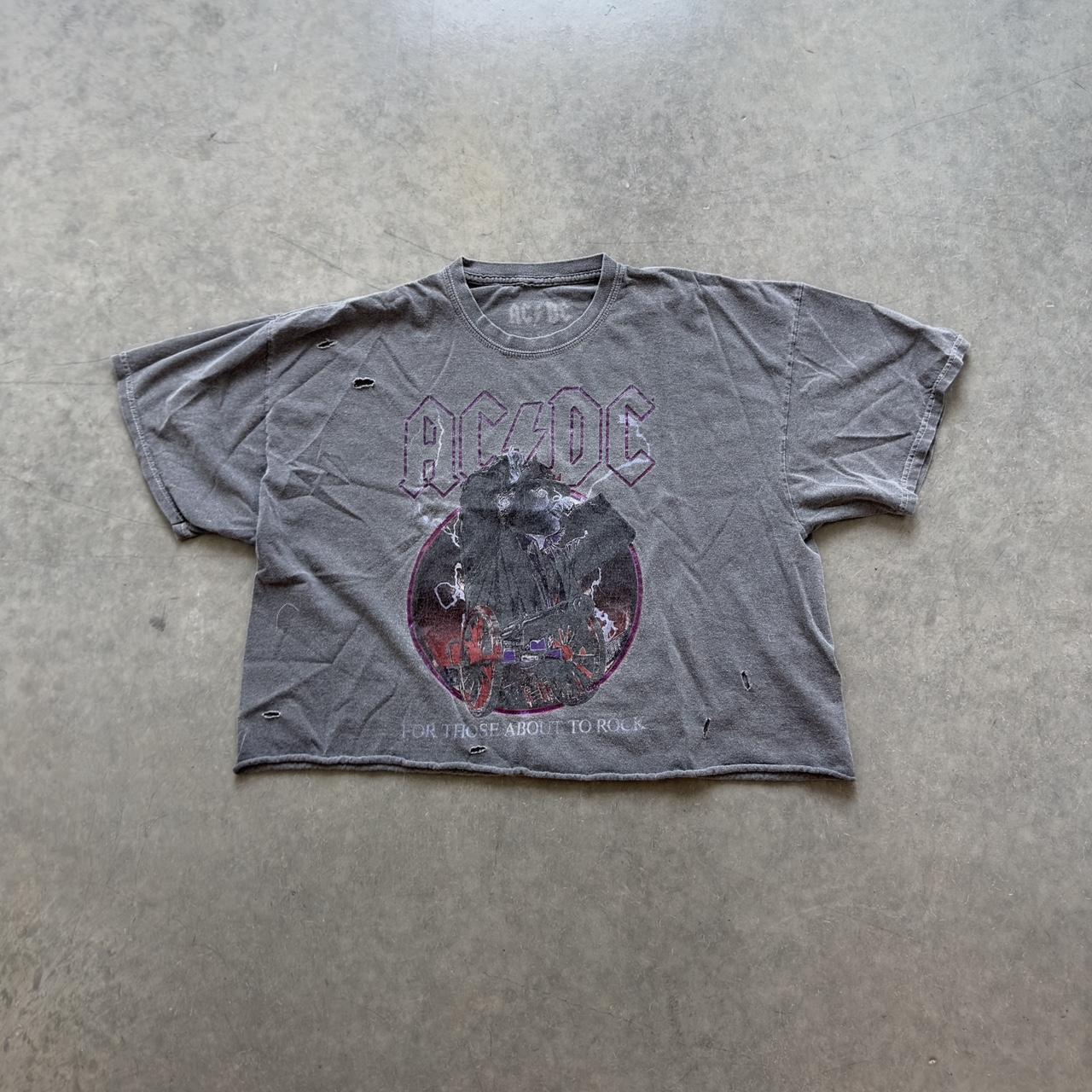 Women’s AC/DC graphic cropped t shirt Grey , 👕... - Depop