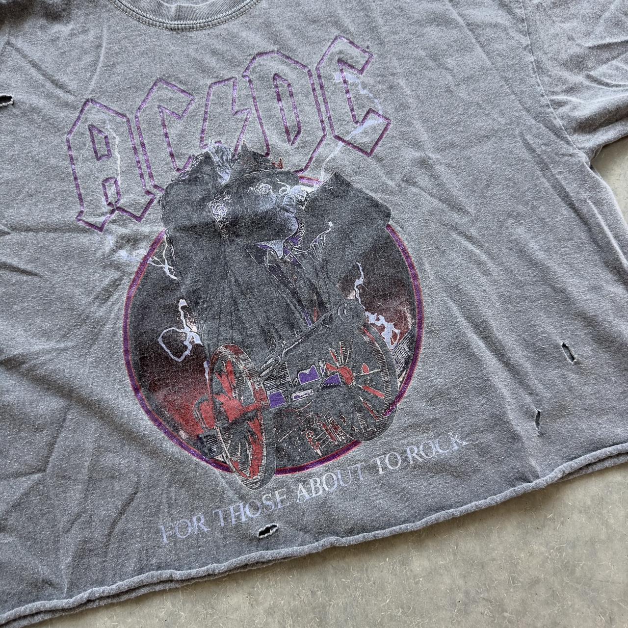 Women’s AC/DC graphic cropped t shirt Grey , 👕... - Depop