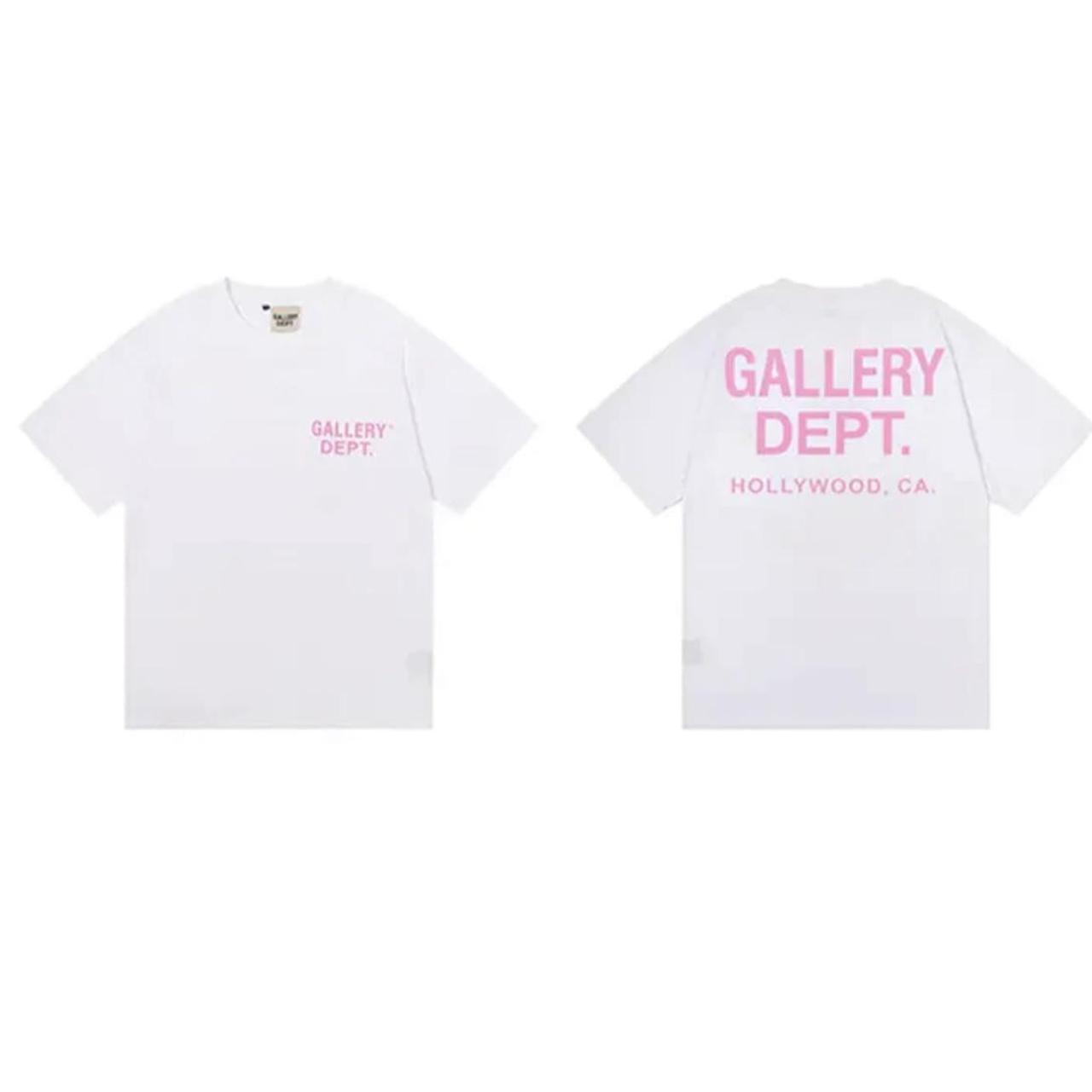 Gallery Dept. Women's Pink and White T-shirt | Depop